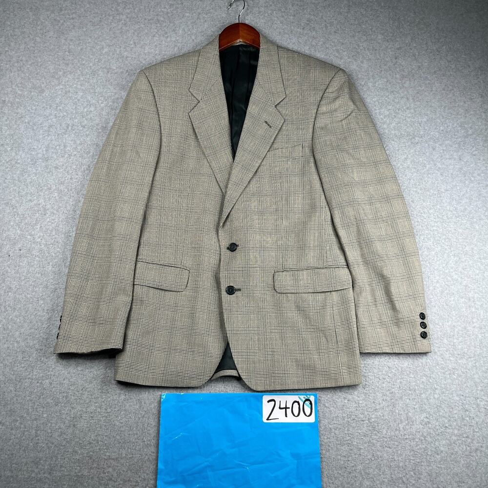 Alexandre London Suit Jacket 40R Wool Blend Glen Plaid 2 Button Ventless